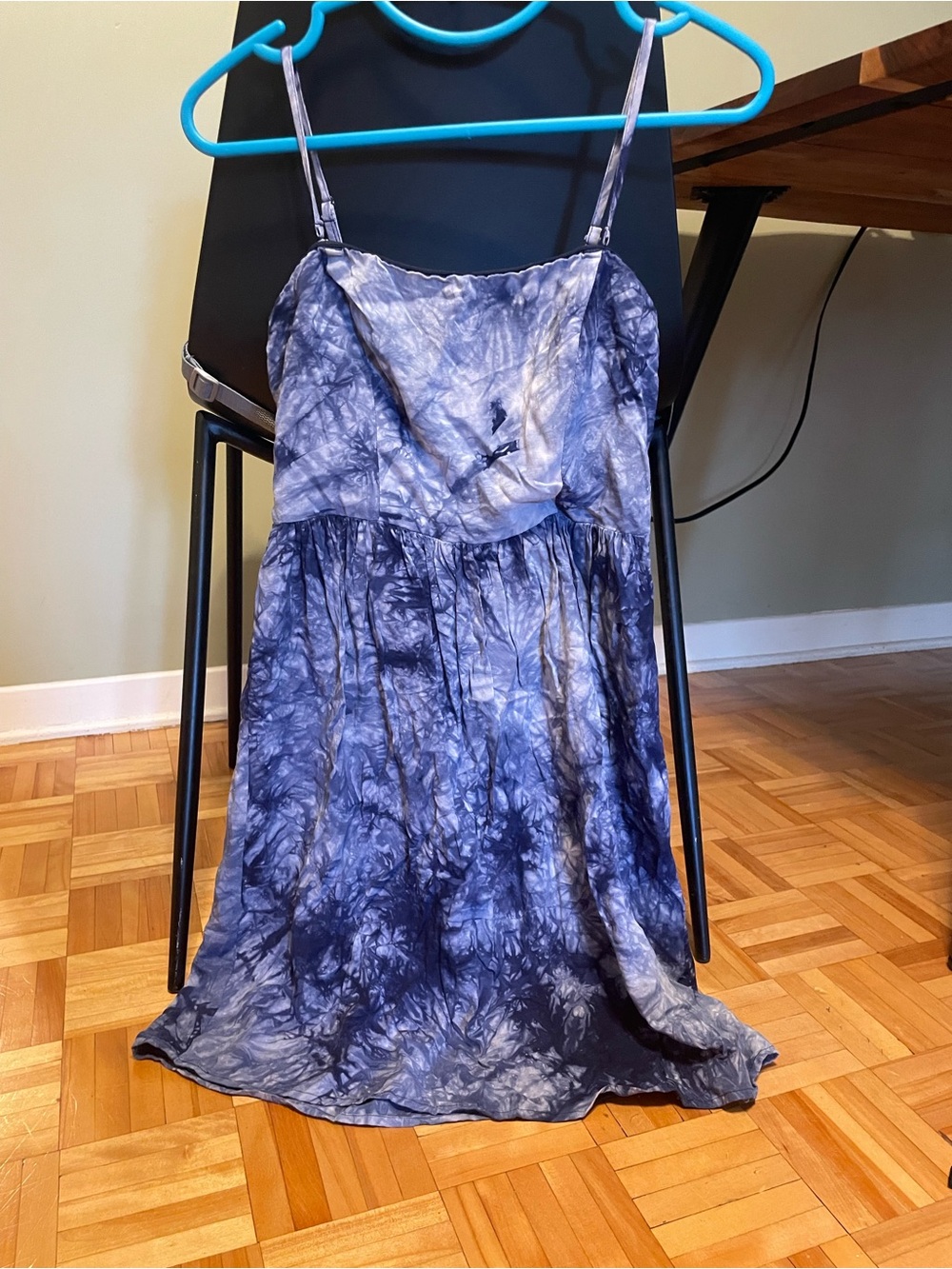 Vero Moda Blue Tie-Dye Midi Dress with Spaghetti Straps
